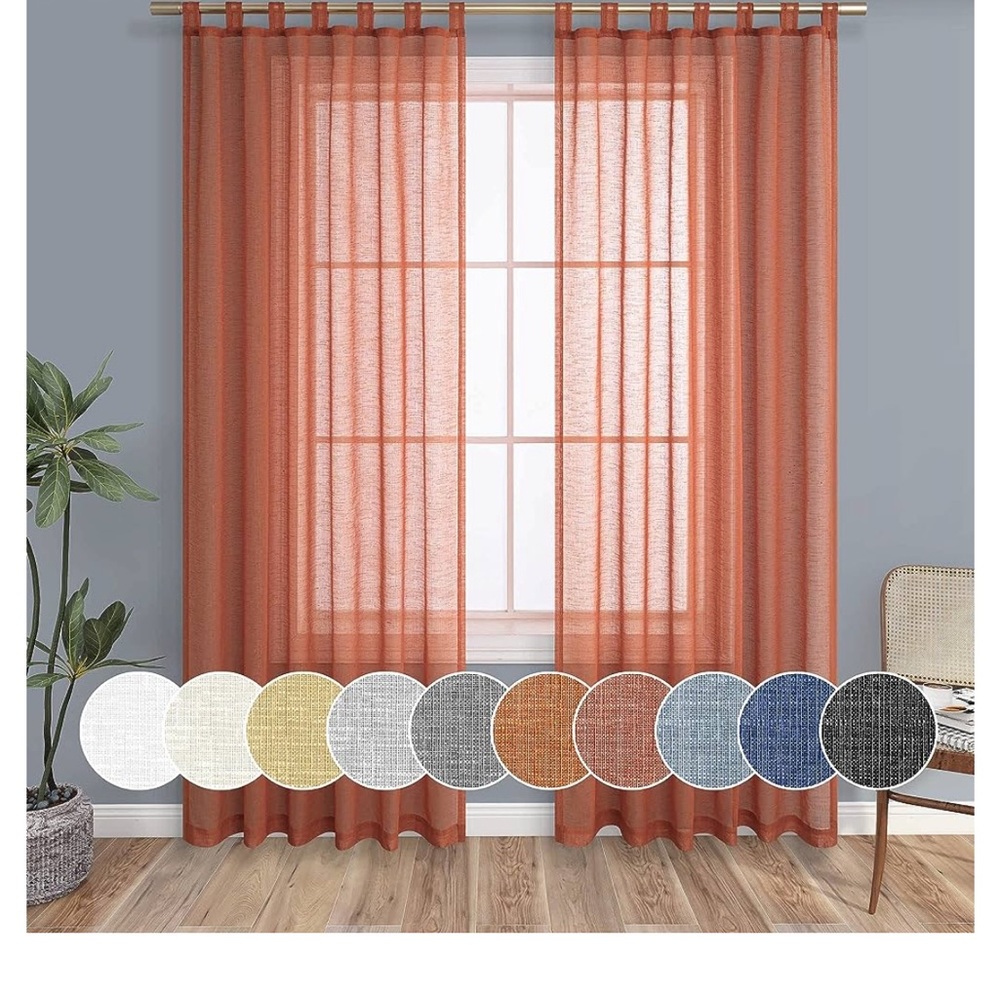 Terra Cotta (deep orange) sheer panels.